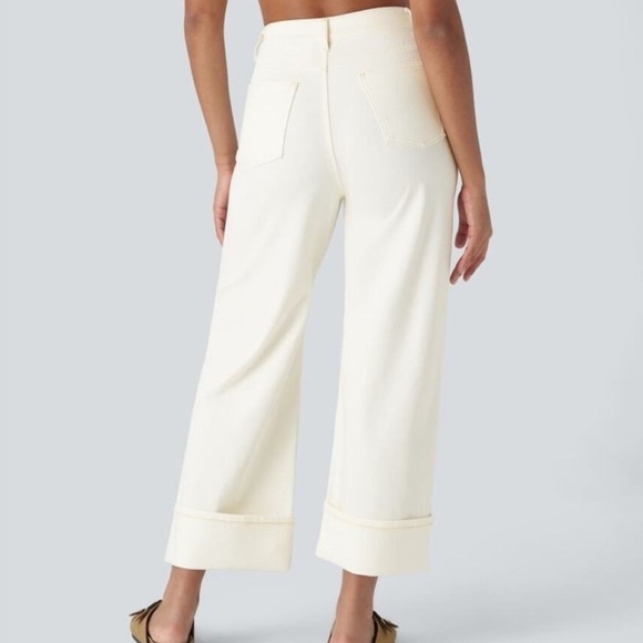 HALARA | wide leg cream pants | Size L - Picture 2 of 9